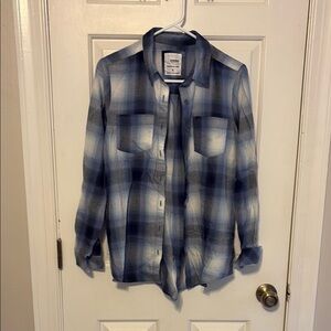 Sonoma Women's Blue Plaid Button Down Shirt
